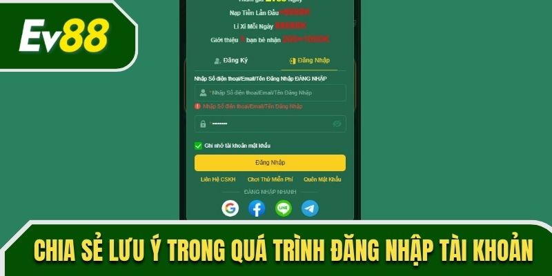 Chia sẻ lưu ý trong quá trình đăng nhập tài khoản